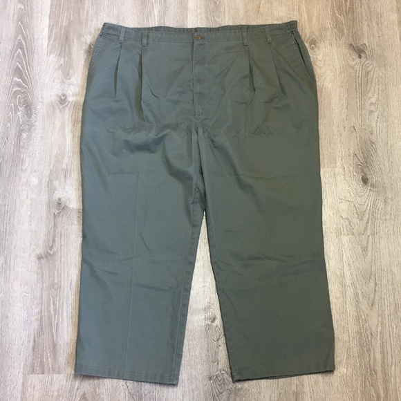 Big Men’s Pants Olive Green 52 Pleated Towncraft
